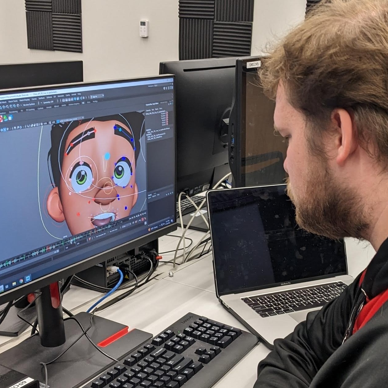 A DAAP student edits an animation on a desktop
