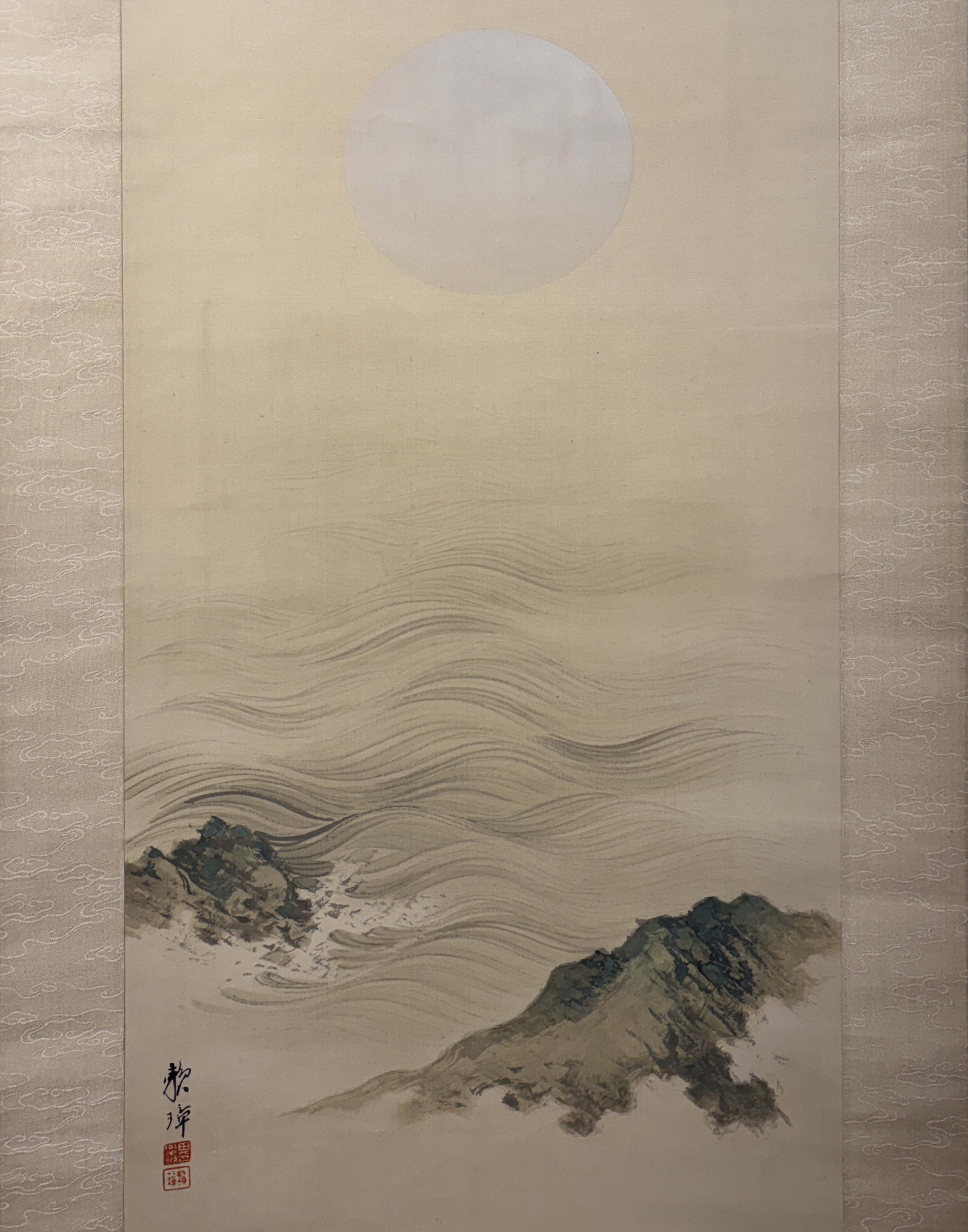Tanaka Raishō, "Rocks and Sea by Moonlight".