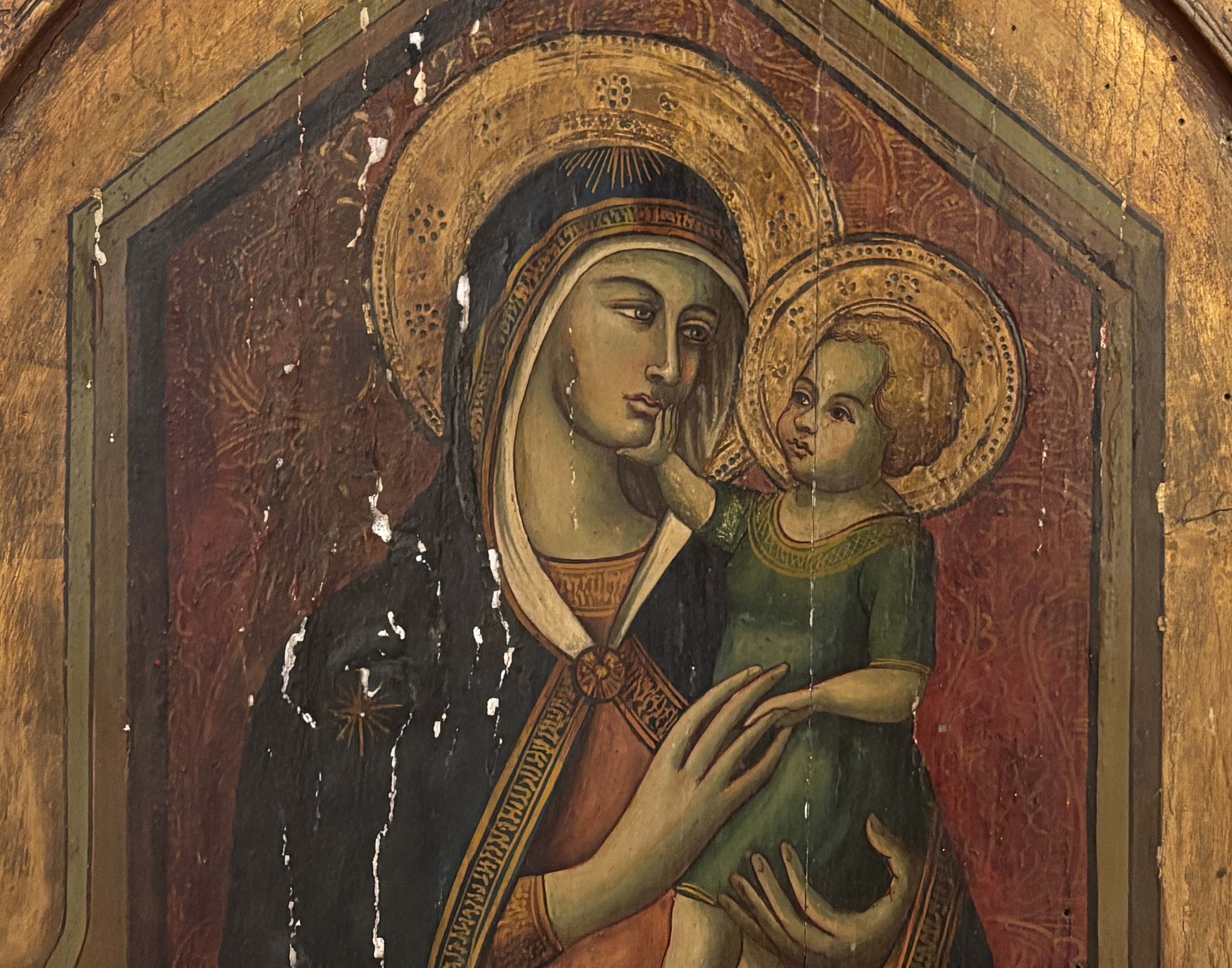 unknown, after Pietro Lorennzetti, "Madonna and Child with Saints", detail.