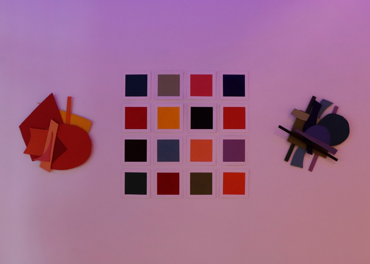 Color Study by Bailey Hess, Matte board and acrylic paint, plywood, and acrylic paint, 2021