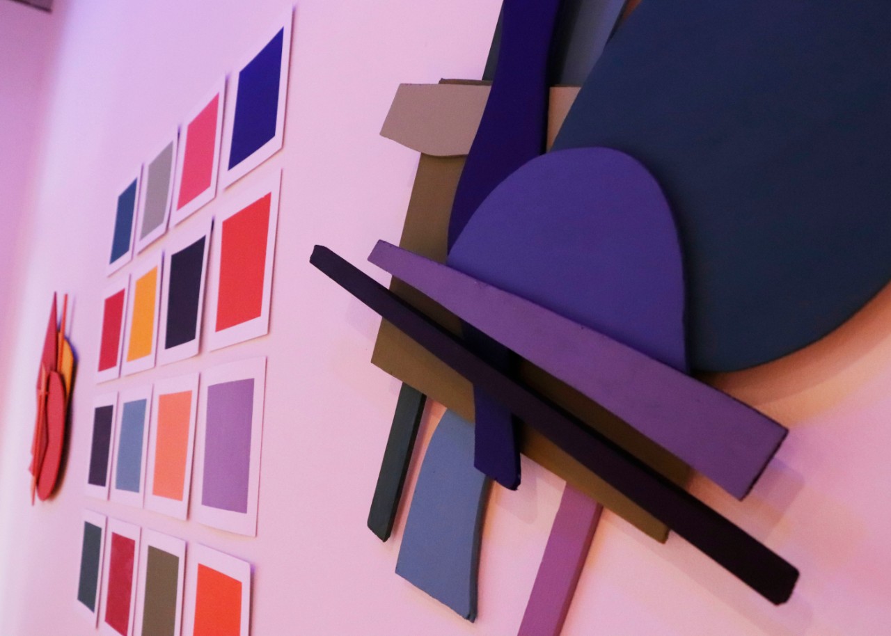 Color Study by Bailey Hess, Matte board and acrylic paint, plywood, and acrylic paint, 2021